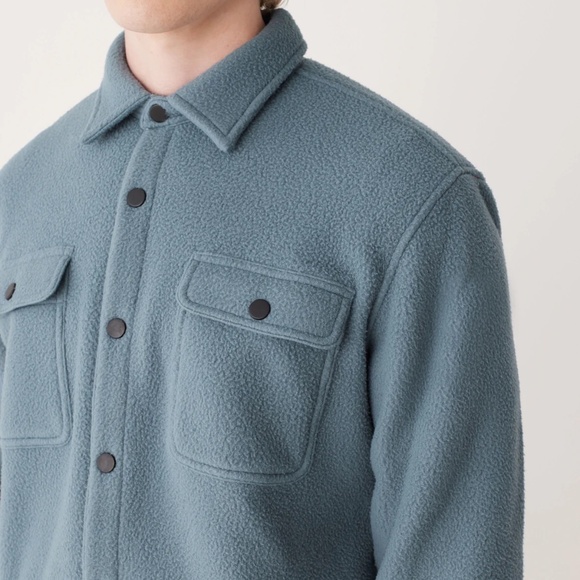 NWT Frank and Oak The Tundra Polar Fleece Overshirt in Stormy Blue, Men's Size M - Picture 2 of 14